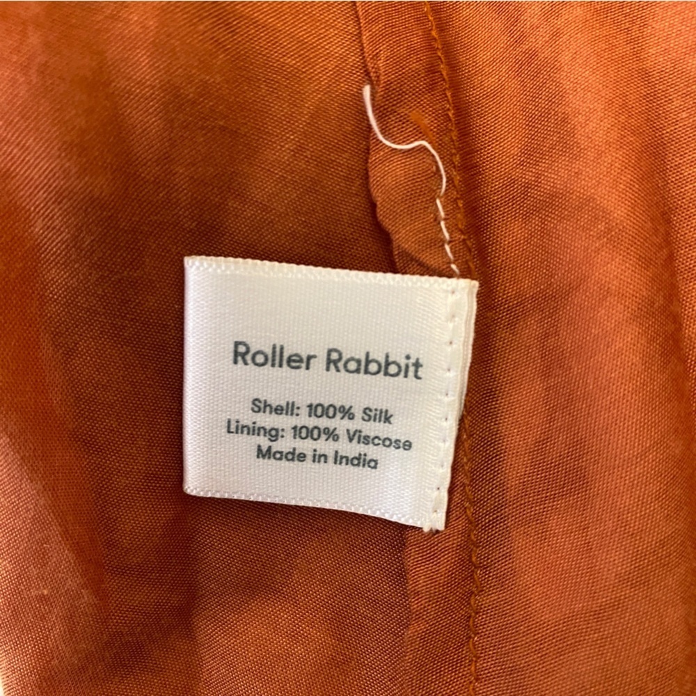 Roller Rabbit || Olindo Quinn Midi Dress Silk Floral Terracotta Rust Orange S‎ - Picture 9 of 9
